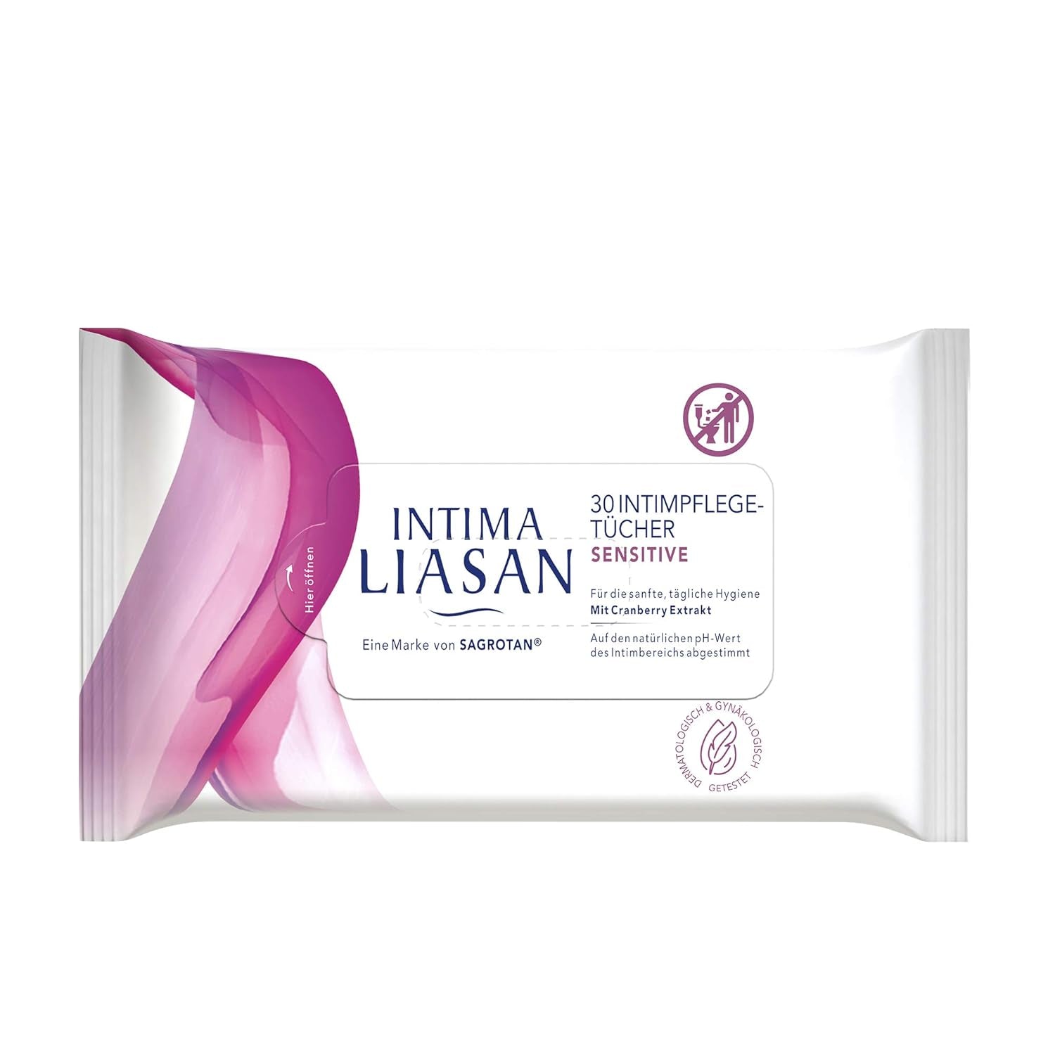 Intima Liasan by Sagrotan Sensitive intieme verzorgingsdoekjes, zeepvrij en alcoholvrij, 30 stuks (pak van 5)