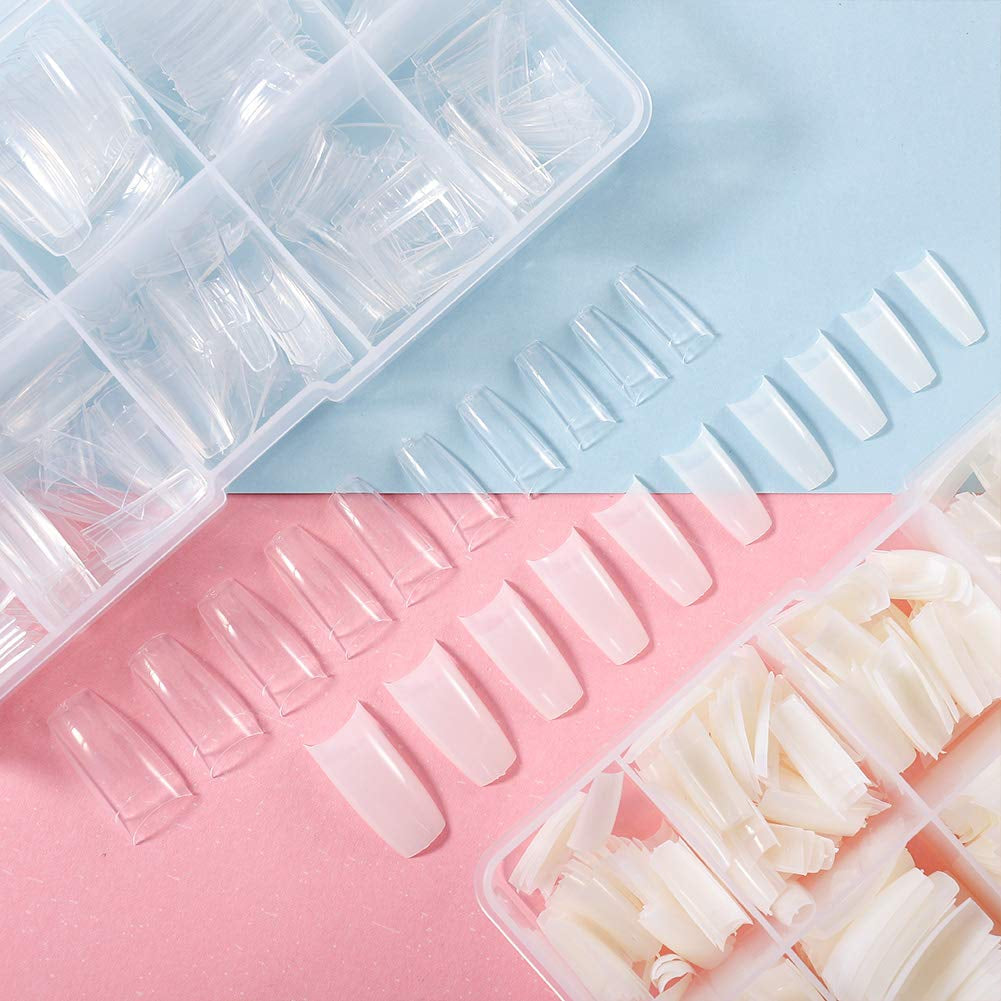 1000 stuks kunstnagels 10 maten Natuurlijke nageltips Kunstmatige Franse nageltips Kunstnageltips Valse nageltips Box Art Tips voor dames meisjes