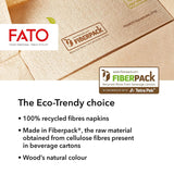 Fato - Natuurlijke 4-voudige wegwerp papieren servetten, milieuvriendelijk, 40 stuks, maat 38X38, 2-laags, 100% gerecycled papier
