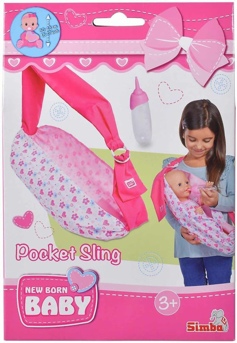 Simba 105560002 verstelbare draagdoek voor pasgeborenen met tas en fles voor poppen van 38-43 cm vanaf 3 jaar