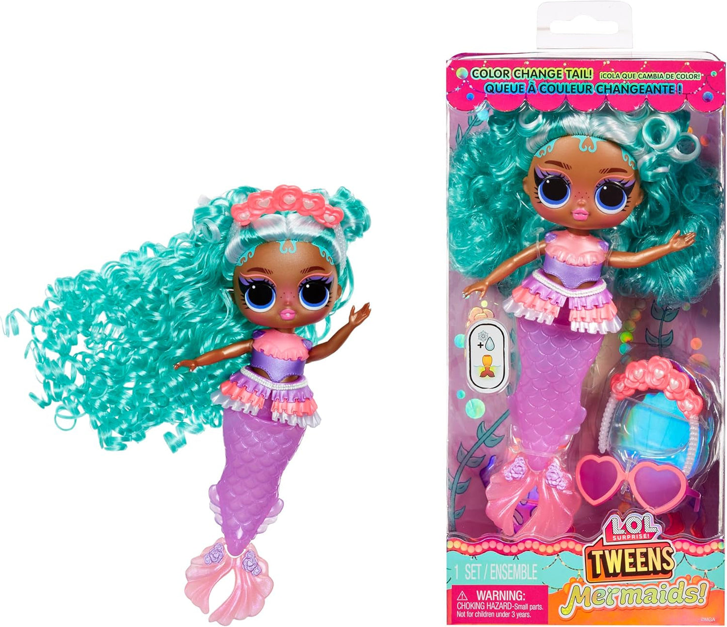 L.O.L. Verrassing! Tweens - Zeemeermin Lola Waves - modepop met van kleur veranderende staart, beweegbare vin en mooie accessoires - speelgoed voor kinderen en verzamelaars vanaf 4 jaar Naty Shop Serena Finn Dolls