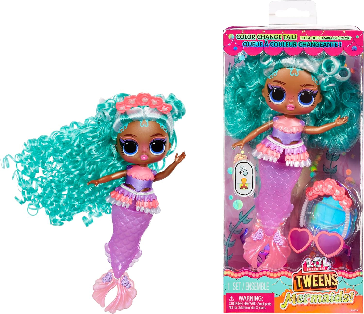 L.O.L. Verrassing! Tweens - Zeemeermin Lola Waves - modepop met van kleur veranderende staart, beweegbare vin en mooie accessoires - speelgoed voor kinderen en verzamelaars vanaf 4 jaar Naty Shop Serena Finn Dolls