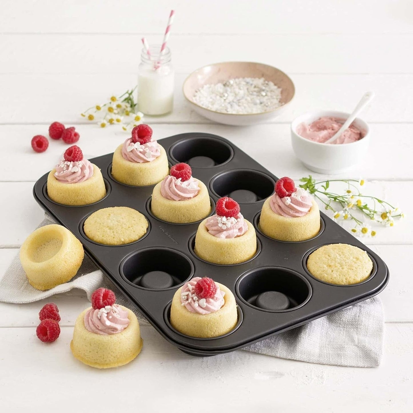 Zenker Cup-Cake-Backblech 12Er Set – Premium Antihaftbeschichtung, Für Perfekte Cupcakes, 385X265X30Mm, Hitzebeständig Bis 230°C Vormen en bakplaten Naty Shop