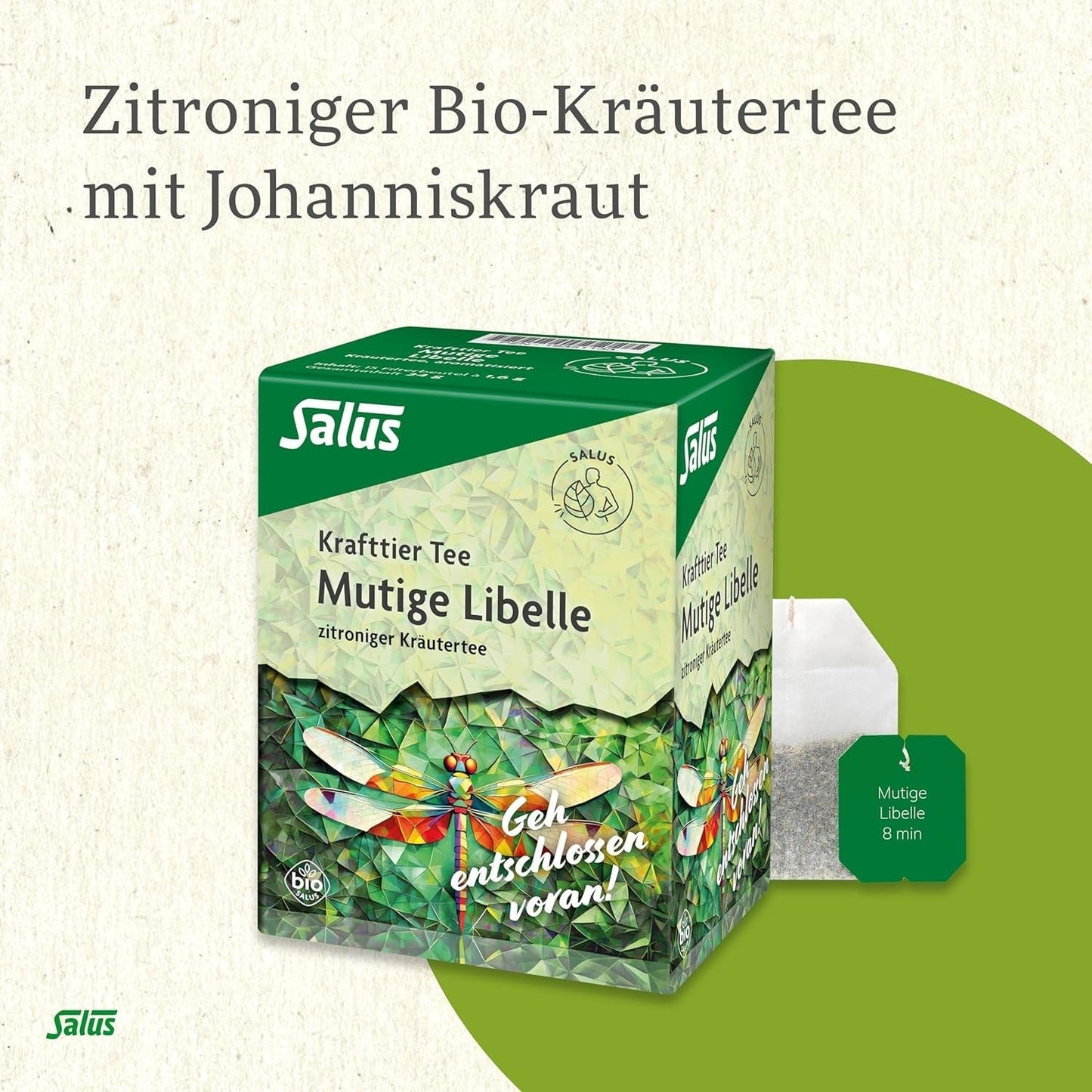 Salus - Krafttier Thee - Brave Dragonfly - 1X 15 filterzakjes (24g) - Kruidenthee met citroensmaak - Met sint-janskruid - Gearomatiseerd - Bio