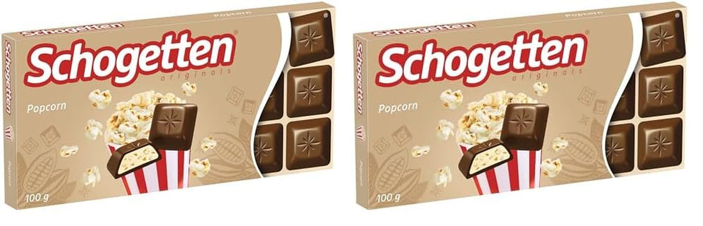 Schogentten popcorn 1 chocoladereep x 100 g, melkchocolade met popcorn en stukjes maïs, praktische losse stukjes. Een delicatesse. Stuk voor stuk.