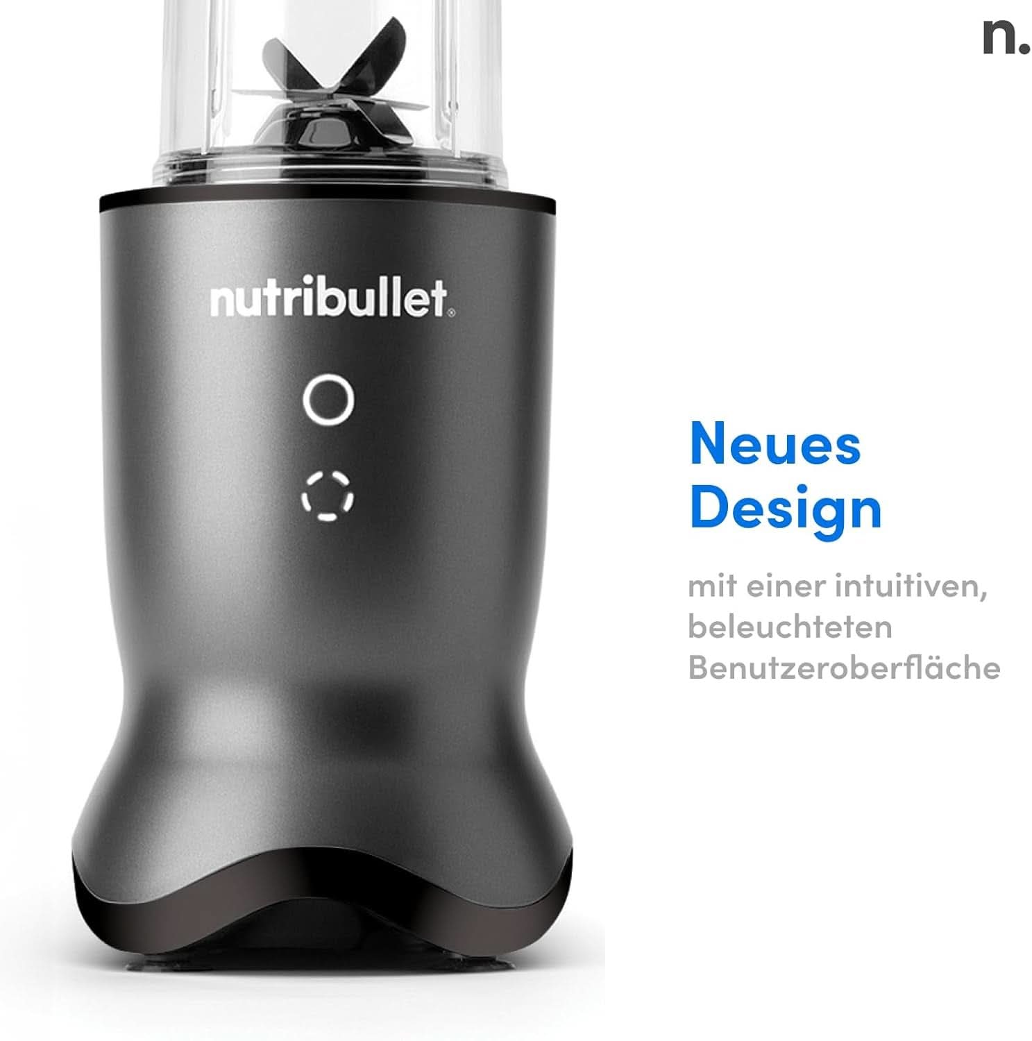 Nutribullet Personal Blender, Der Leistungsstärkste Mixer Für Eine Portion, 1000 Watt en Leiser Motor, 900 Ml Becher Aus Tritan Renew, Leuchtende Touch Bedienknöpfe, Dunkel Grau Bucatarie Naty Shop