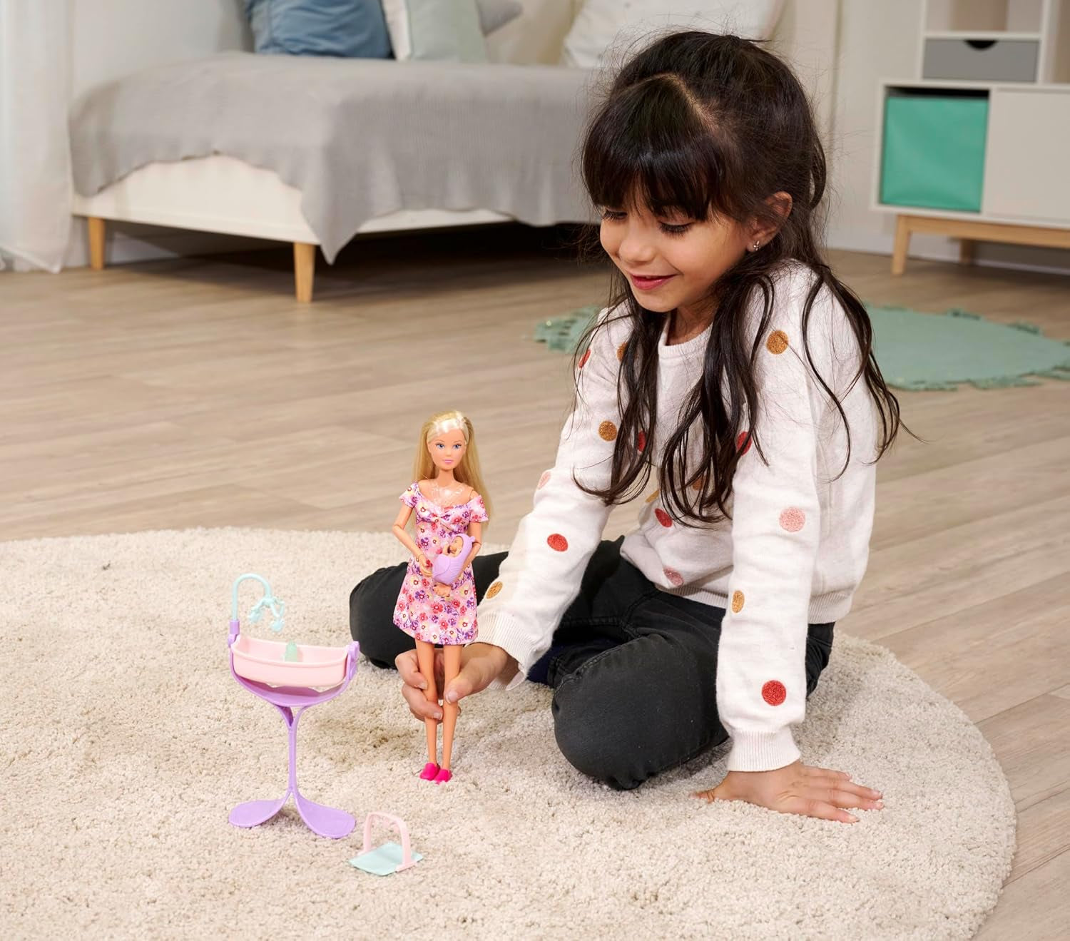 Simba 105733680 Steffi Love Doll Hello Baby (29 cm) - Zwangere pop met groeiende buik, babypop en accessoires - Speelgoed voor kinderen, meisjes en jongens vanaf 3 jaar