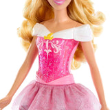 Mattel DISNEY Prinses Aurora - Pop met typische outfit, afneembare schoenen en tiara, glittertopje en afneembare rok met patroon, lang stylebaar haar, HLW09 Naty Shop-poppen