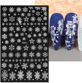 JMEOWIO Nagelsticker Weihnachten Weiß Glitter 8 Blatt Nail Art Sticker Selbstklebend Nagelaufkleber Schneeflocke Winter Holiday Decoratie Nageldesign Zubehör