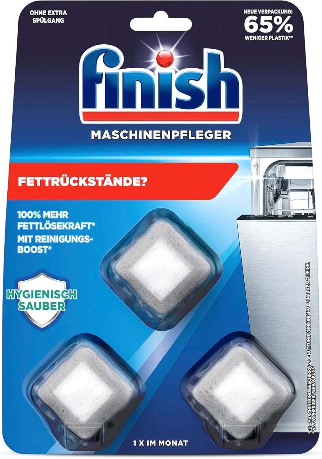 Finish Machinereiniger Tabs - Vaatwastabletten tegen vuil en vet in de vaatwasser, 3 tabletten Naty Shop