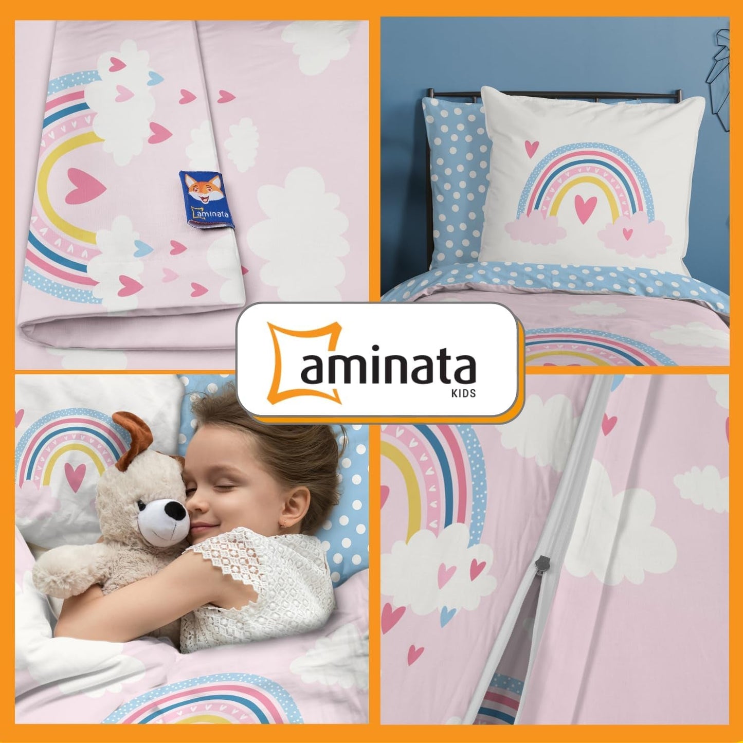 Aminata Kids beddengoed voor kinderen, regenboog, omkeerbaar Beddengoed - kinderen Naty Shop