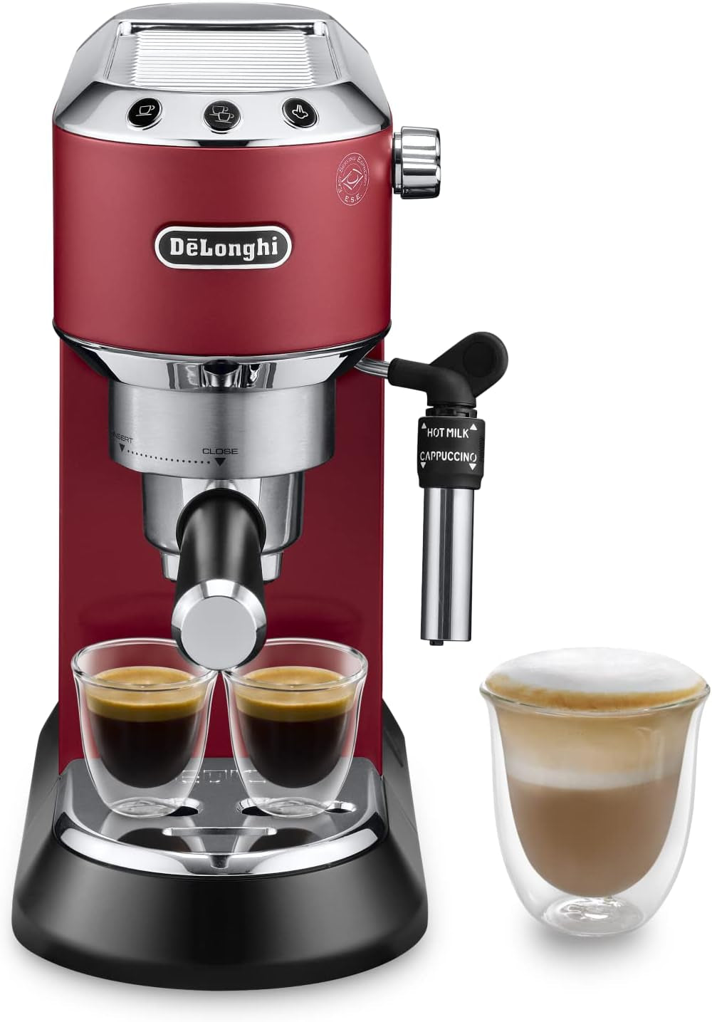 De'Longhi Dedica Style EC 685.B - Espressomachine met portafilter, espressomachine met professionele melkopschuimer, slechts 15 cm breed, voor gemalen koffie of ESE-capsules, 1 l watertank, zwart