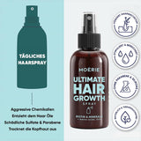 MOÉRIE Ultieme minerale haargroeispray voor langer, dikker en voller haar - met biotine en cafeïne - Veganistische haarproducten, vrij van parabenen, alle haartypes, keert haaruitval om - 2 maanden voorraad Haarverzorging Naty Shop