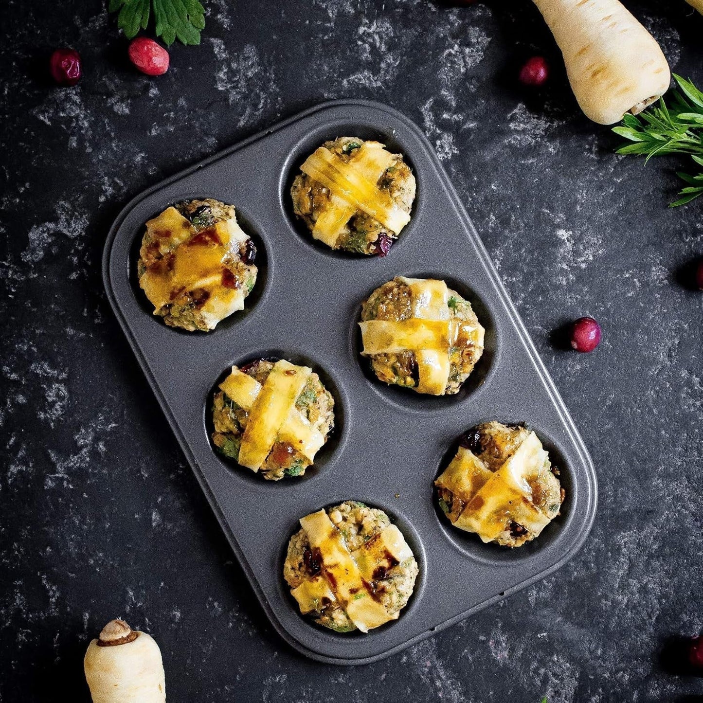 Masterclass 6-Loch-Muffinblech Met PTFE-, PFOA- en Bpa-Freiem Antihaftbeschichtung, Robustes 1Mm Dickes Karbonstahlblech, 27 X 18Cm Cupcake-Form Vormen en bakplaten Naty Shop