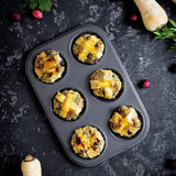 Masterclass 6-Loch-Muffinblech Met PTFE-, PFOA- en Bpa-Freiem Antihaftbeschichtung, Robustes 1Mm Dickes Karbonstahlblech, 27 X 18Cm Cupcake-Form Vormen en bakplaten Naty Shop