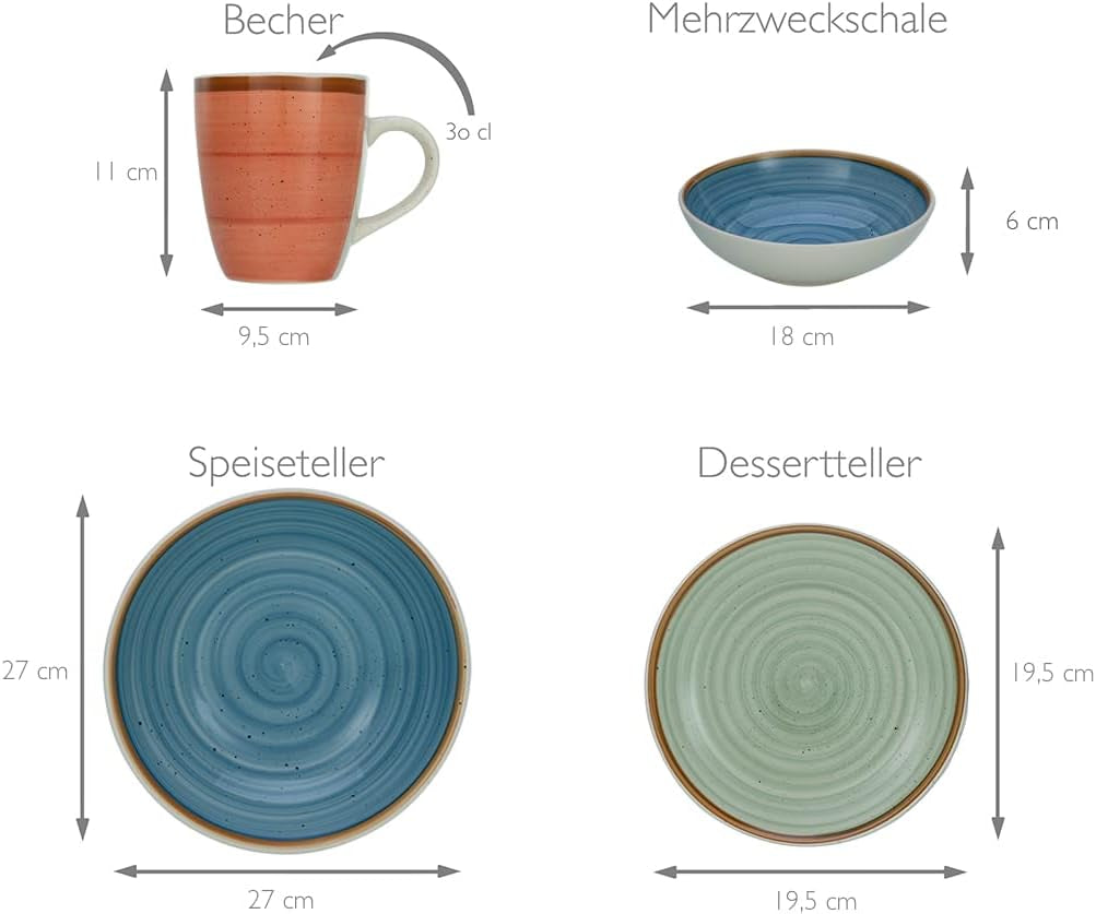 CreaTable, 22851, COUNTRY-serie, 24-delige serviesset voor 6 personen, porseleinen combinatieservies, vaatwasmachine- en magnetronbestendig, kwaliteitsproductie