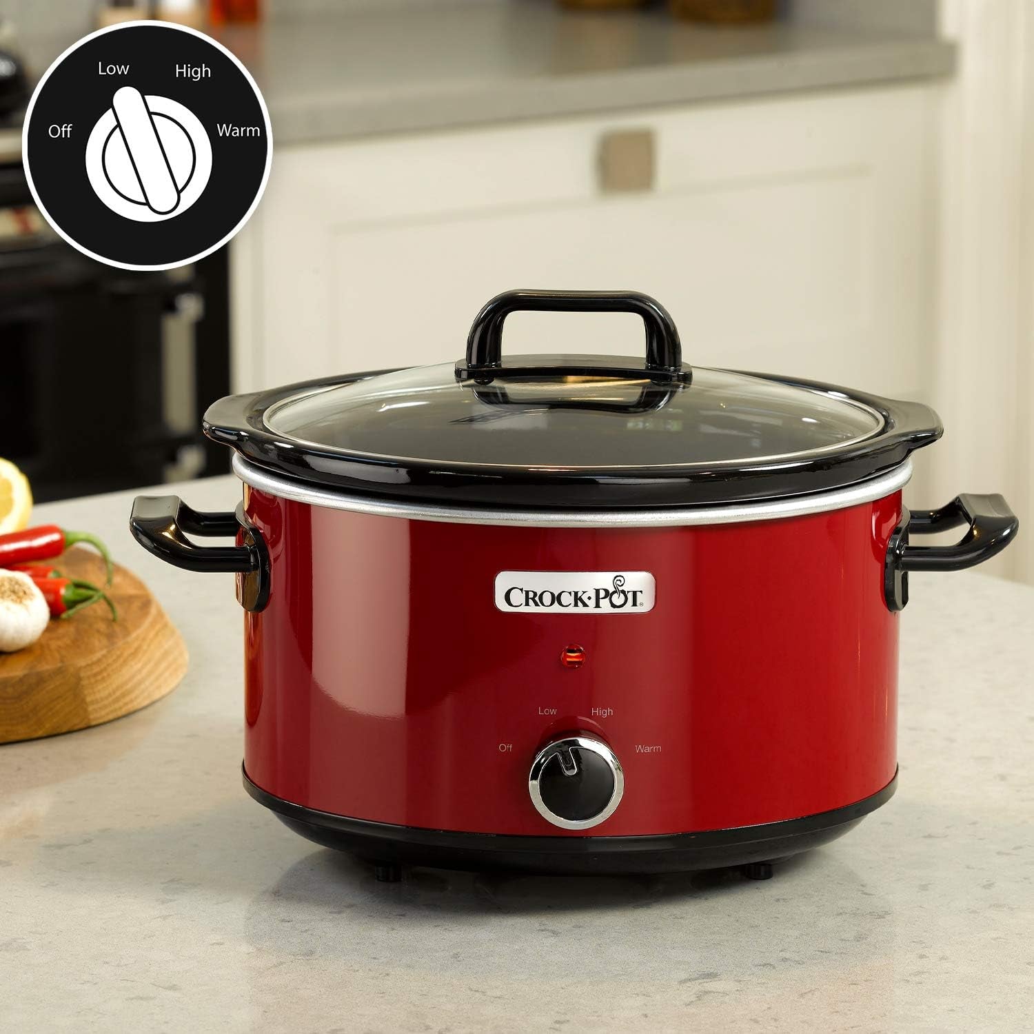 Crock-Pot Slowcooker, 2 Temperatuurinstellingen + Warmhoudfunctie, 3,5 Liter (3-4 Personen), Rood [SCV400RD] Slowcooker Naty Shop