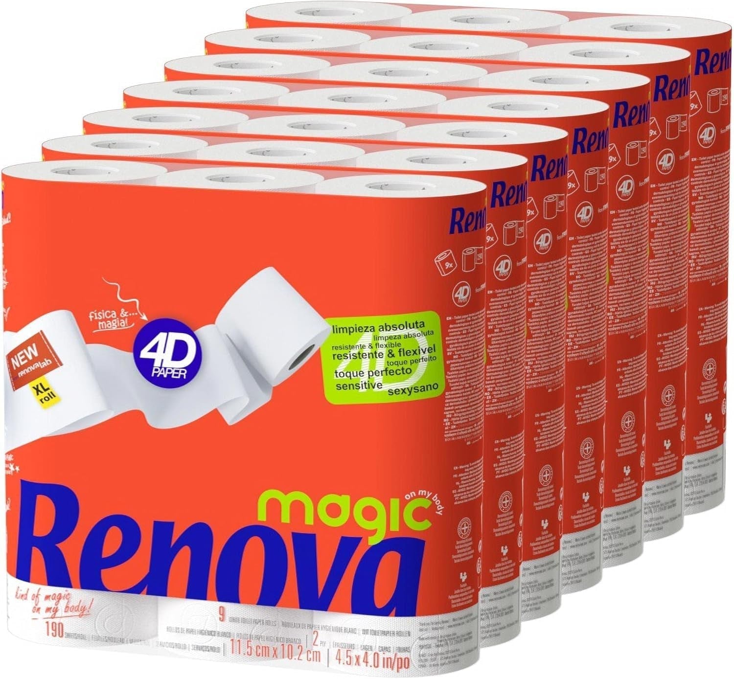 Renova toiletpapier, 7 pakken van 9 rollen - totaal 63 rollen