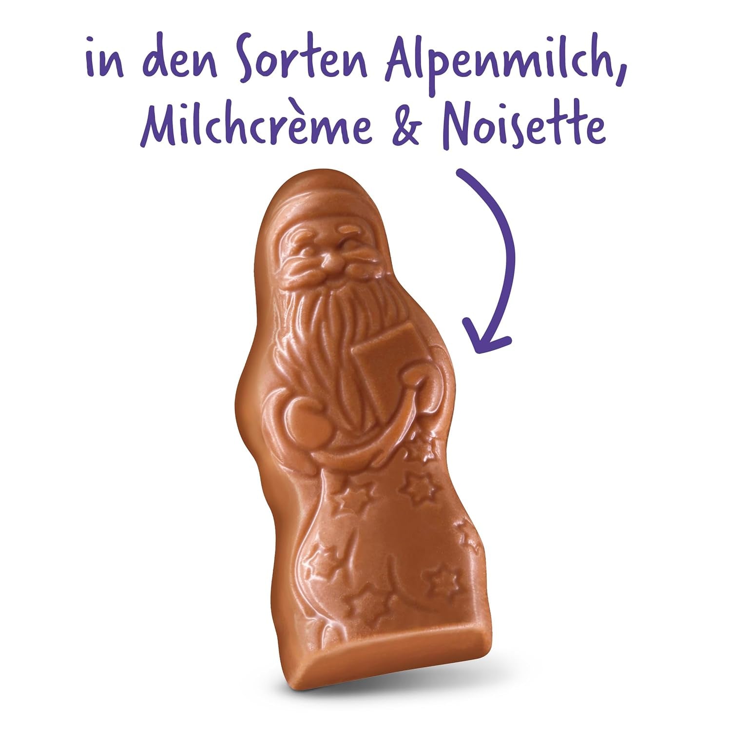 Milka Mini Santas – Alpenmelkmix, melkroom en hazelnoten in feestelijke individuele verpakking – 120g