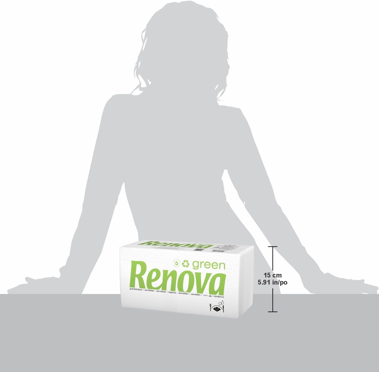 Renova - Renovagreen Tissues, 200 Tissues, Gerecycled papier, Europees Ecolabel, Standaardformaat