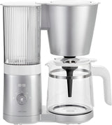 ZWILLING ENFINIGY Filter-espressomachine met glazen karaf van 1,5 liter, espressomachine met roestvrijstalen boiler, bloeifunctie en slimme ontkalking, kunststof, zilver