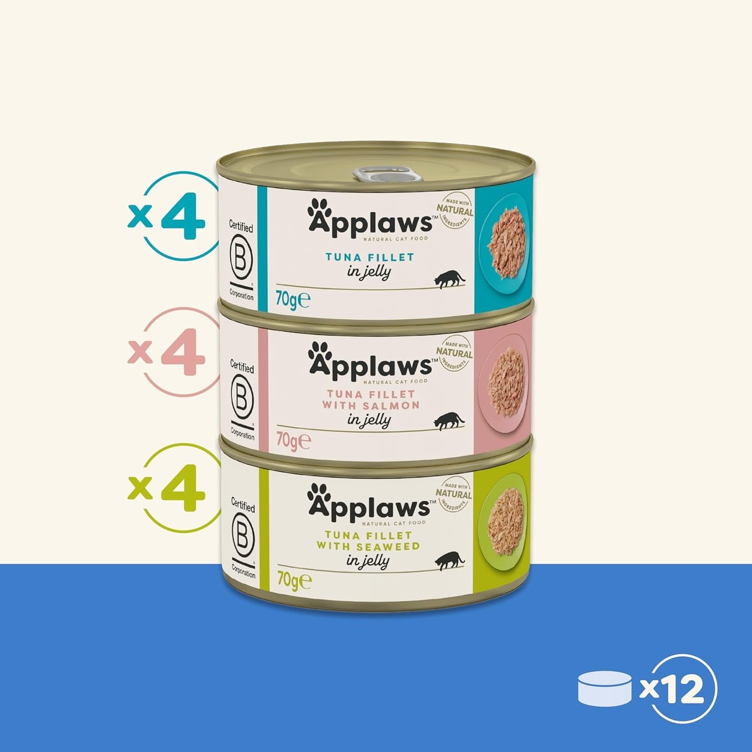 Applaws natuurlijk kattennatvoer kwallenselectie (pak van 12 x 70 g)