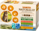 IAMS Natuurlijk nat kattenvoer in saus - Hoogwaardig vlees- en visnatvoer voor volwassen katten, Land & Sea Collection, 12 x 85 g