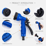 Tuinslang Magic Flexibele uitschuifbare slang met 1,9 cm 1,27 cm fittingen 8-functie sproeikop blauw of groen 15 m
