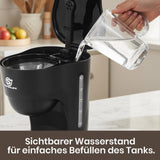 Filterkoffiezetapparaat van 1,25 liter voor 10 kopjes filterkoffie, vaatwasmachinebestendige glazen karaf, thermoskan, antidruppelsysteem, automatische uitschakeling, 600 W, waterloze kookbeveiliging voor thuis en op kantoor