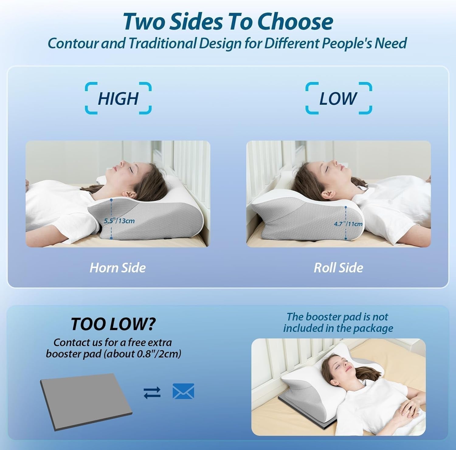 HOMCA Nekkussen Memory Foam Orthopedisch kussen 2 in 1 neksteunkussen met 3D-koelhoes Ergonomisch slaapkussen voor rug-, zij- en buikslapers Grijs 60X13/11X40cm Cervicale orthopedische kussens Naty Shop