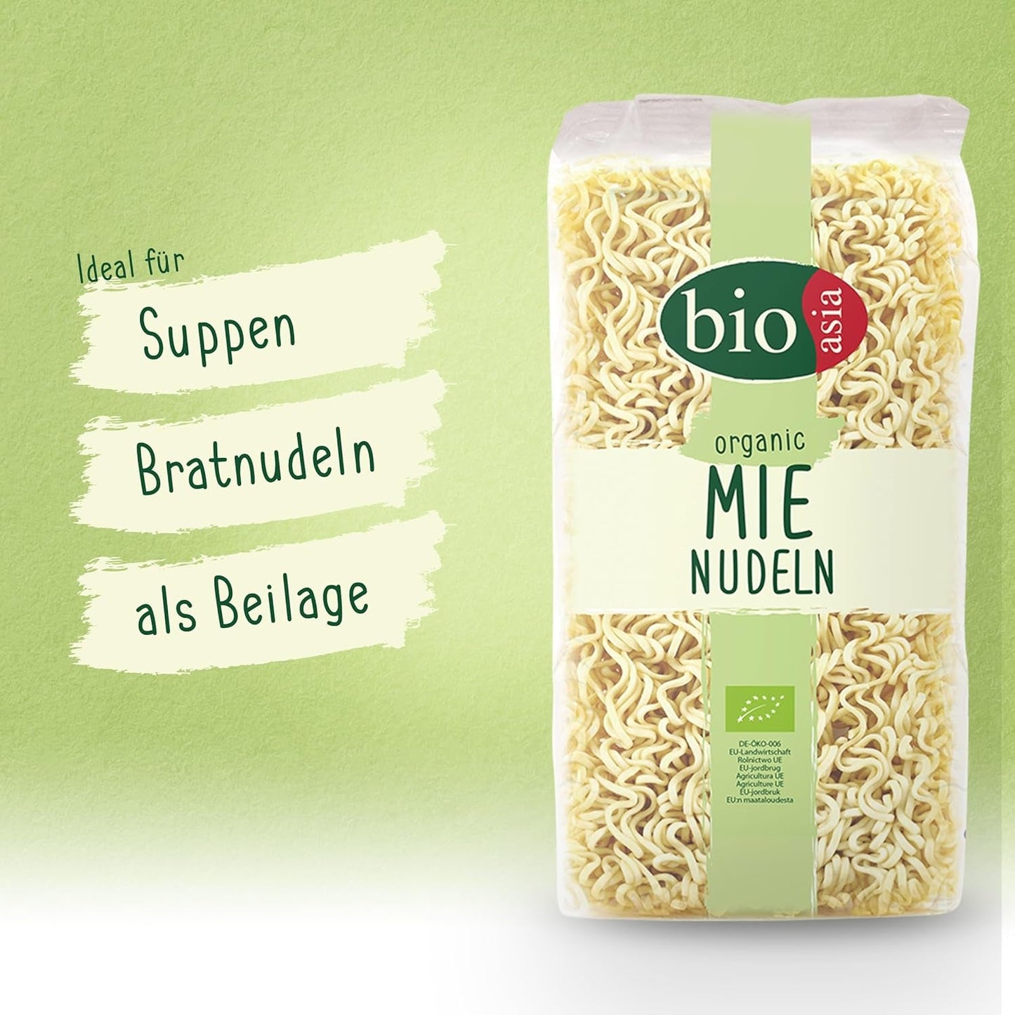 BIOASIA Biologische Mie Noodles, tarwenoedels zonder ei, snel en eenvoudig bereid, vegetarisch (8 x 250 g)