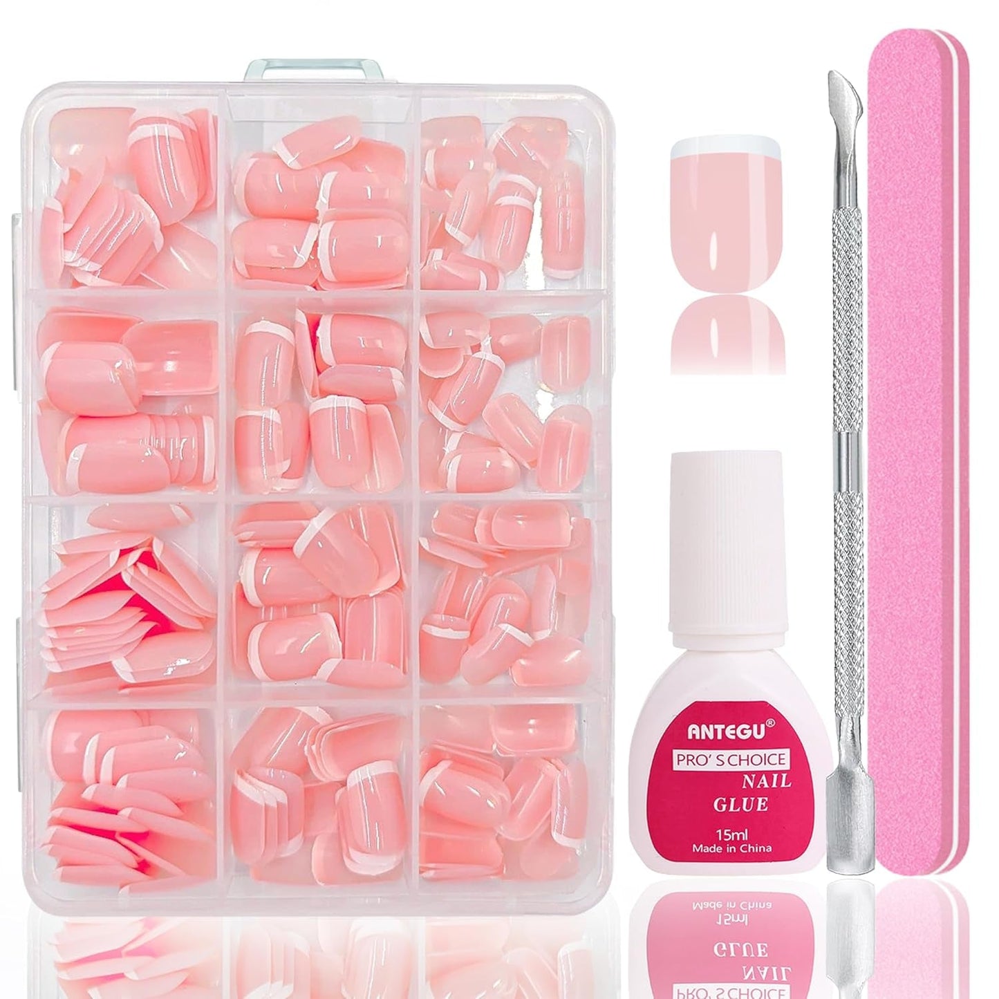 Ballerina kunstnagels set - 240 stuks delicate lila roze kunstnagels, volledig dekkende lijm op kunstnagels, kunstnageltips set voor manicure en nagelkunst voor vrouwen en meisjes (lavendelroze)