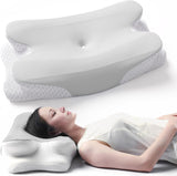 RUMMY Memory Foam Ergonomisch neksteunkussen met afneembare wasbare hoes voor zij- en buikslapers (grijs) Cervicale orthopedische kussens Naty Shop grijs