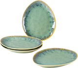 Henten Home Bijzondere steengoed borden, snack- en sauskommen - 20x17cm voor 4 personen, porseleinen ontbijtborden - modern groen design