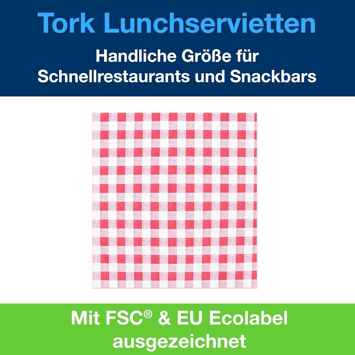 Tork Bistrored lunchservet, 1/4-vouw, 1-laags, 33 cm x 33 cm, 8 x 400 servetten, 509359