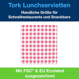 Tork Bistrored lunchservet, 1/4-vouw, 1-laags, 33 cm x 33 cm, 8 x 400 servetten, 509359
