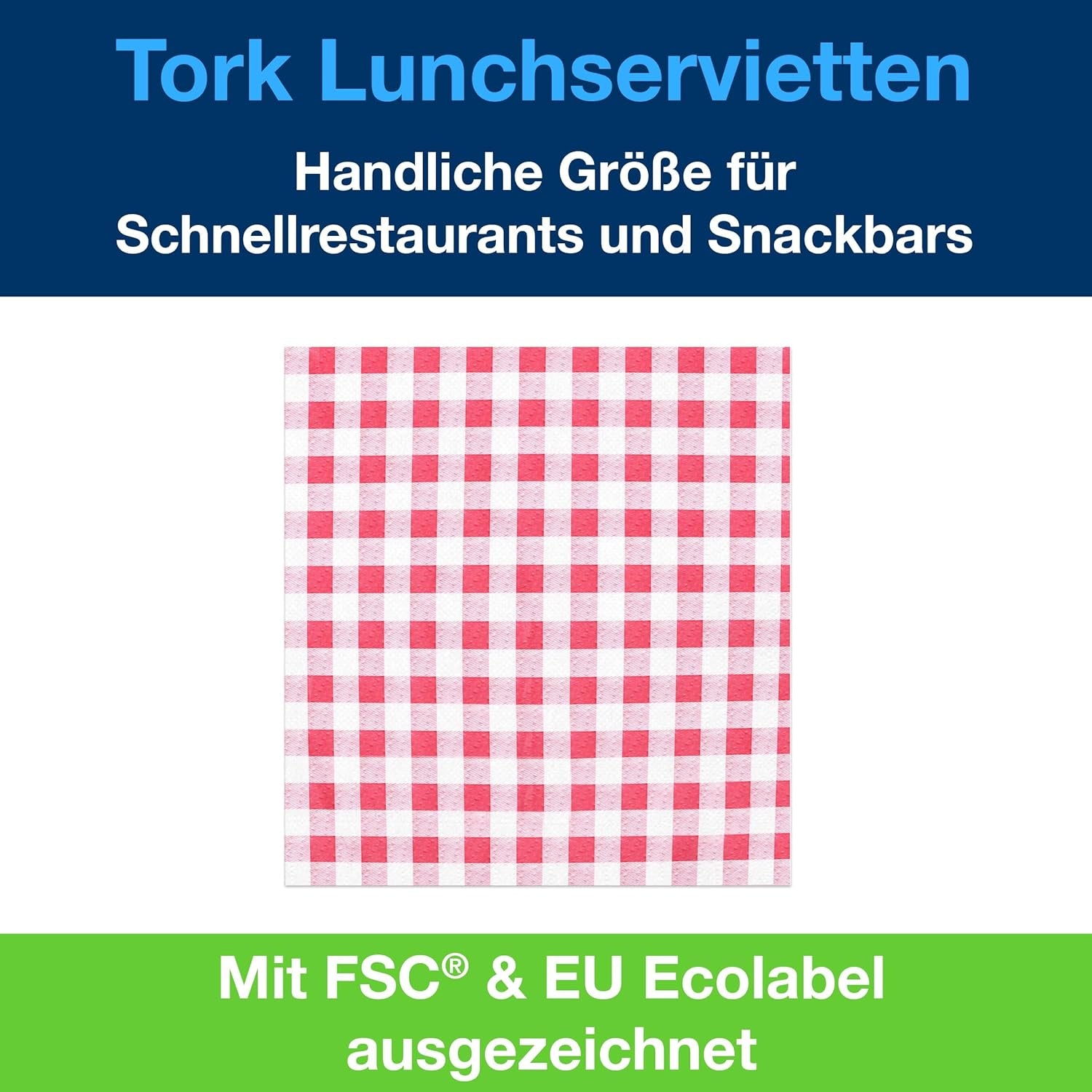 Tork Bistrored lunchservet, 1/4-vouw, 1-laags, 33 cm x 33 cm, 8 x 400 servetten, 509359