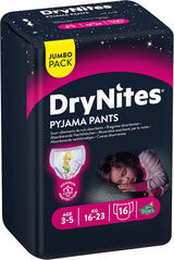 DryNites pyjamabroek voor meisjes 3-5 jaar, 1 pak (1 x 16 stuks)