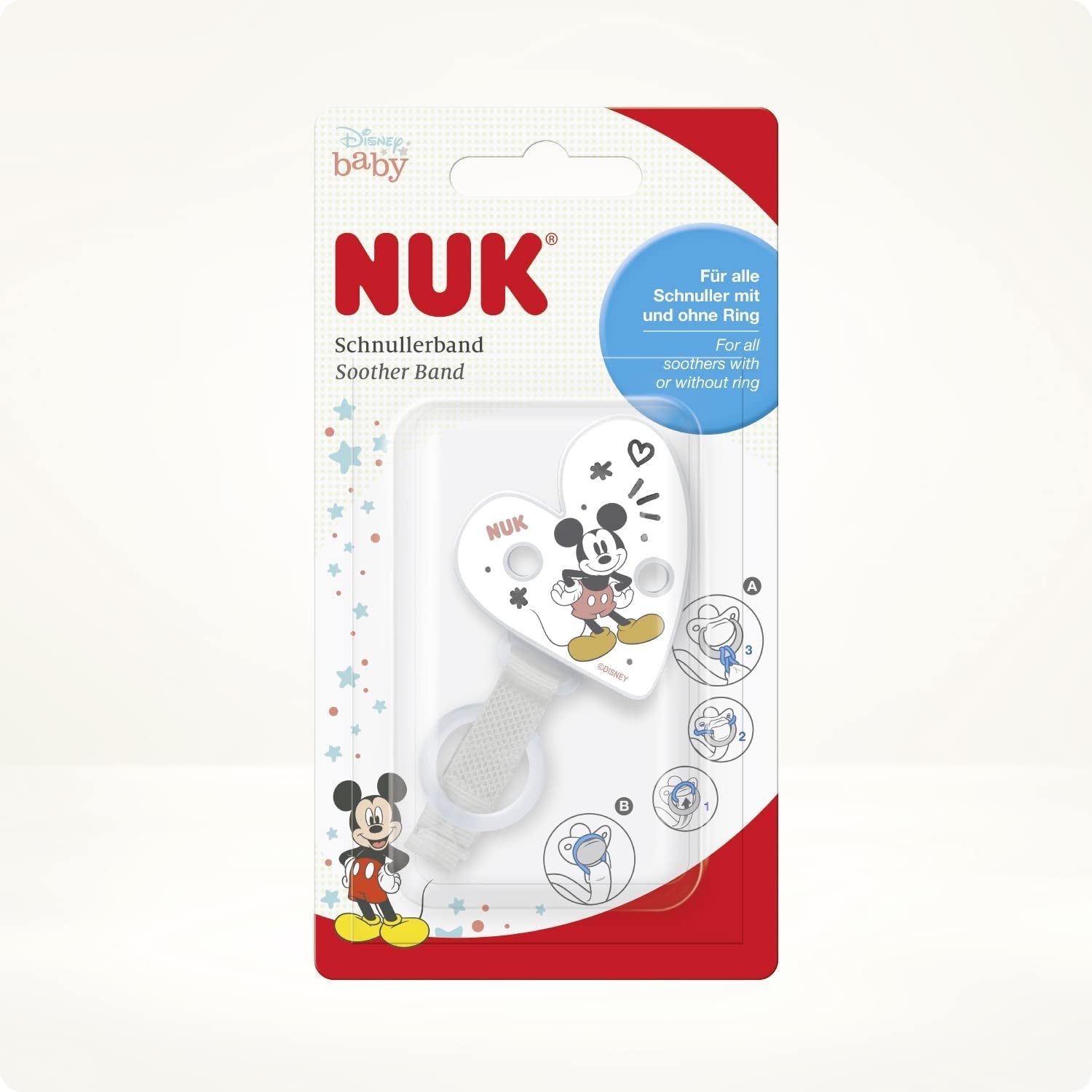 NUK Speenketting en -clip | voor speenringen | Robuust en bestand tegen breken | DisneyMickey Mouse