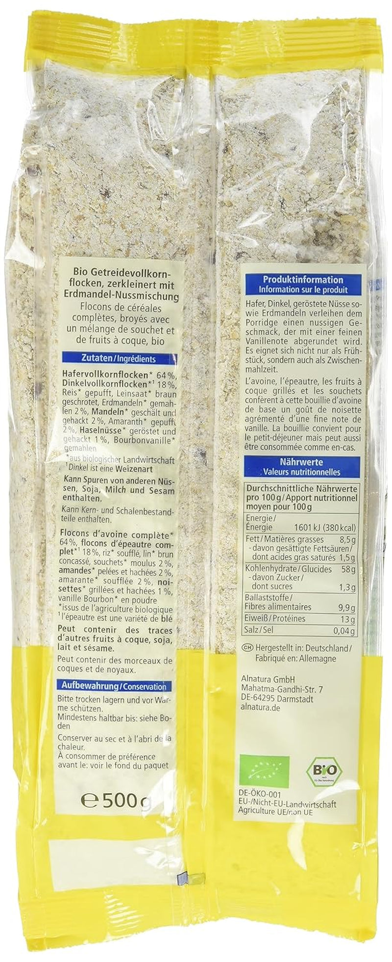 Biologische havermout- en speltpapbasis, 500 g (pak van 3)