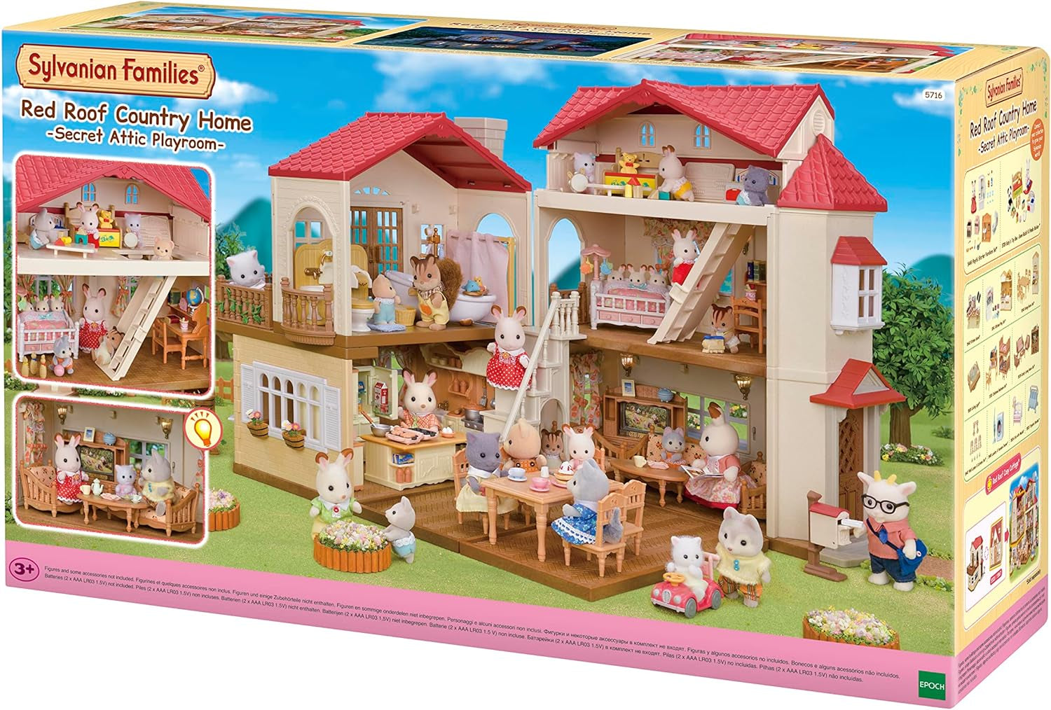 5716 Herenhuis met zolder - Poppenhuis & - 5340 - Landhuis Woonkamer NIEUW Kunststof Klein Veelkleurig