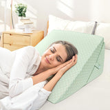 KINDEREN Verstelbaar wigkussen, leeskussen van schuim met hoge dichtheid voor bed en bank, ergonomisch bedwighoofdkussen voor slaaprefluxapneu, beenkussen/rugkussen voor spelen en lezen (groen)