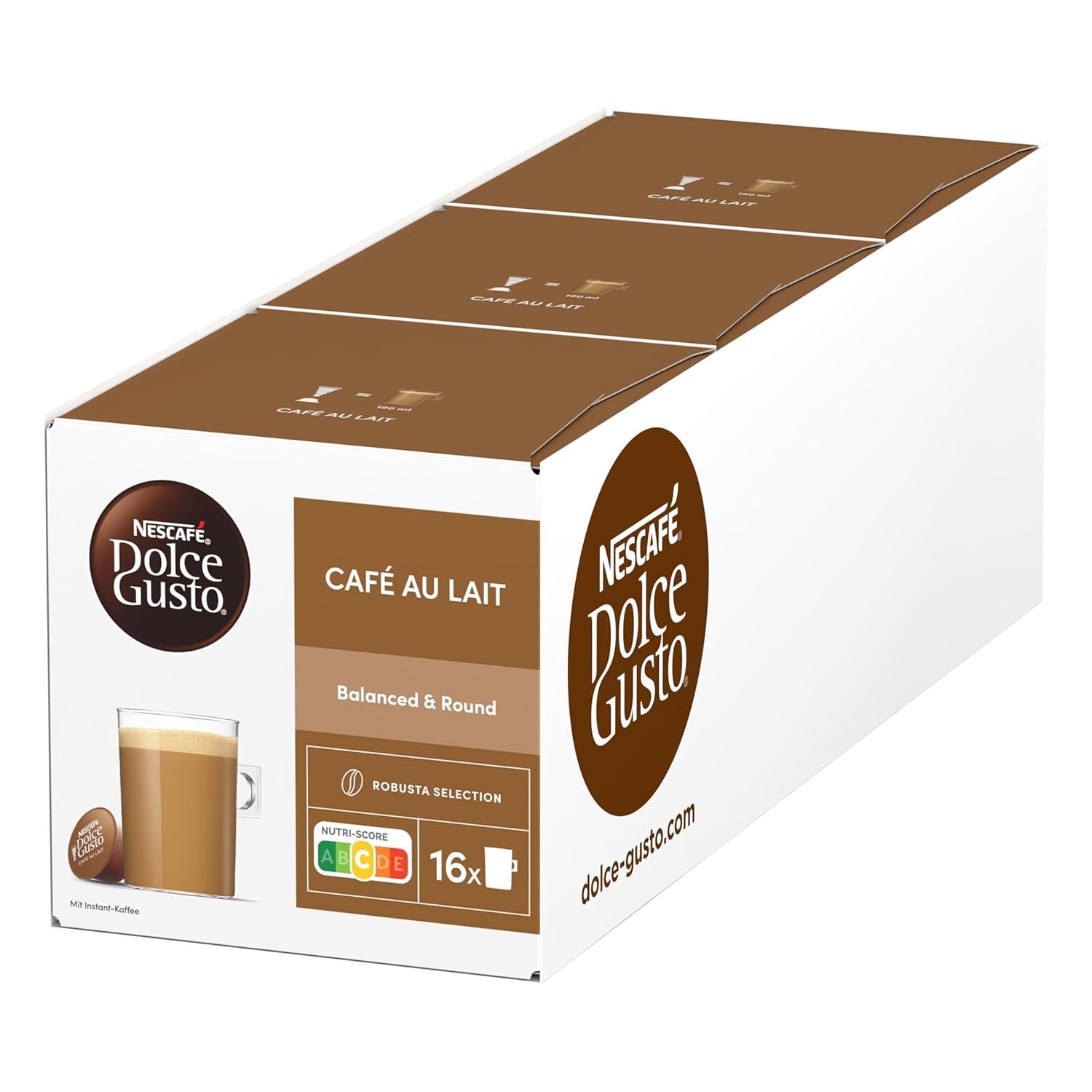 NESCAFÉ DOLCE GUSTO Café au Lait Kaffeekapseln 6er-pakket (6 x 16 Kapseln)