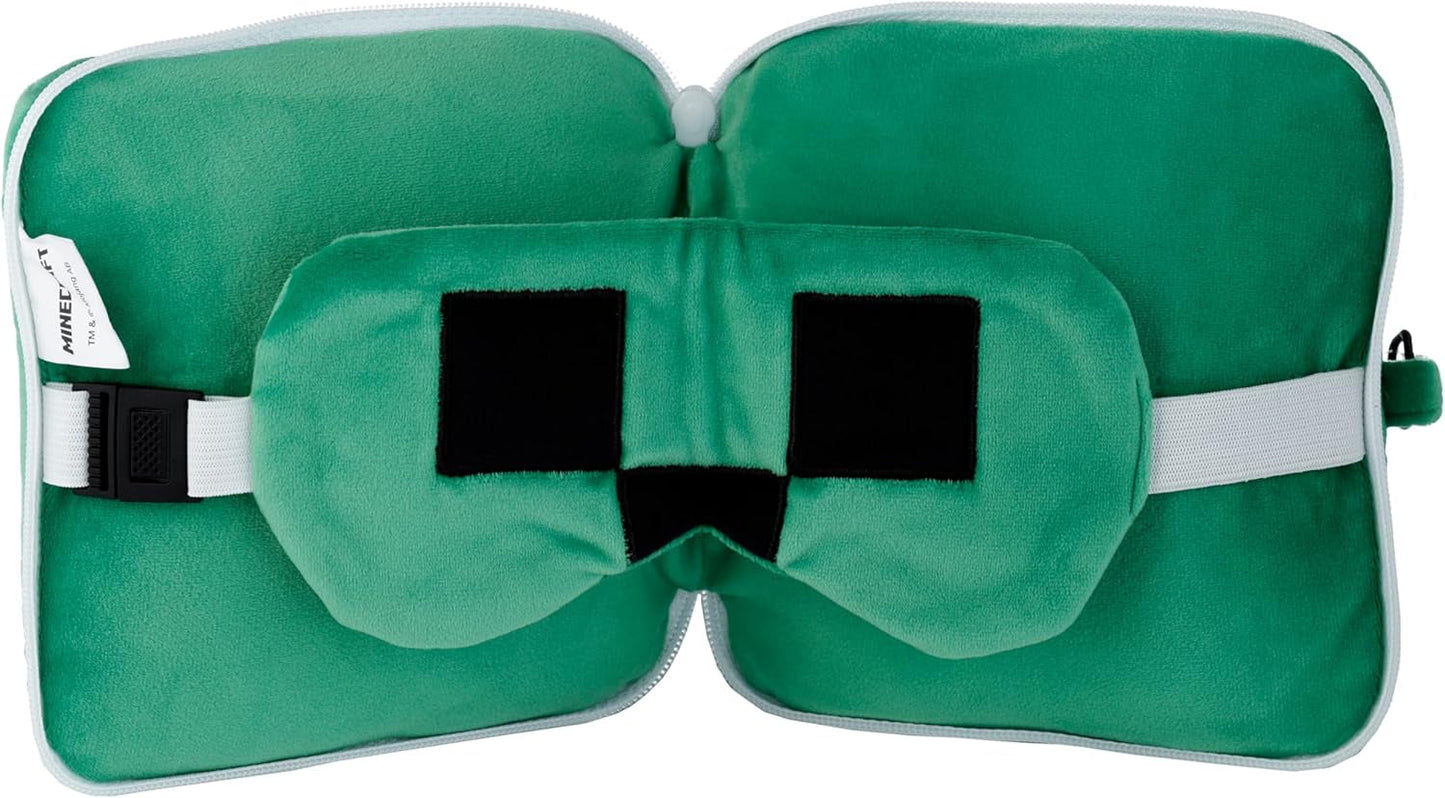 Puckator Relaxeazzz Minecraft Creeper Pluche Reiskussen en Oogmasker Hoofdsteun Slaapkussen Nekkussen Reiskussen Slaapmasker Kinderen en volwassenen voor reizen Auto Trein Vliegtuigaccessoires Reiskussens Naty Shop