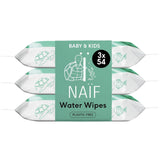 Naïf - Plasticvrije vochtige doekjes - 162 stuks (3 pakjes van elk 54 doekjes) - Verzorging voor babybilletjes, lichaam en gezicht - 99% water - 0% geur en alcohol