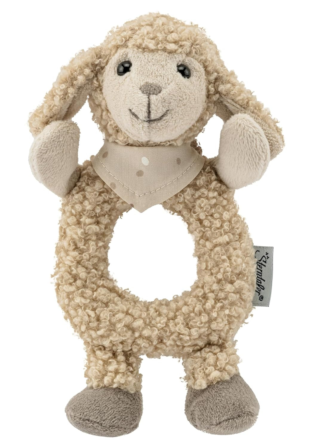 Flocke Sheep Sterntaler Catch Toy - motorisch speelgoed voor rammelaar, tast en spel - knuffel voor baby's en kinderen met rammelaar als trouwe vriend - babyspeelgoed gemaakt van zachte, zandkleurige stof Bebe Naty Shop Toys Standaard titel