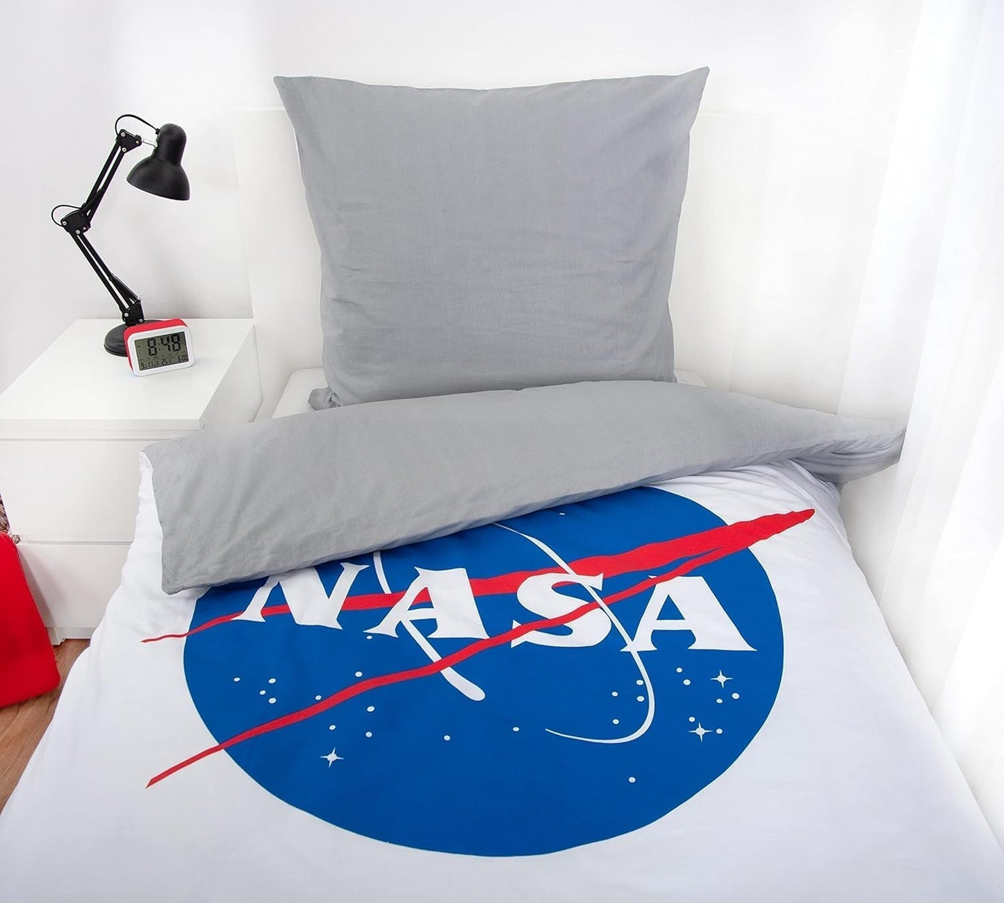 NASA beddengoedset, katoen/versterkt, grijs/wit Beddengoed - kinderen Naty Shop