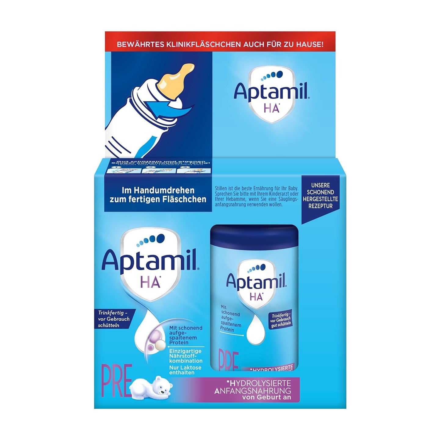 Aptamil HA Pre Ready to Drink – Gehydrolyseerde melk voor zuigelingen vanaf de geboorte – 4 x 2 x 90 ml