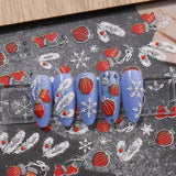 JMEOWIO 3D Nagelsticker Weihnachten Glitzer Nail Art Sticker Selbstklebend Nagelaufkleber 5D Stereoskopisch Schneeflocke Winterurlaub Süß Decoratie Nageldesign Zubehör 4 Blatt