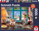 Schmidt Spiele 58344 Aan de puzzeltafel, puzzel van 1000 stukjes Puzzel Naty Shop Standaardtitel